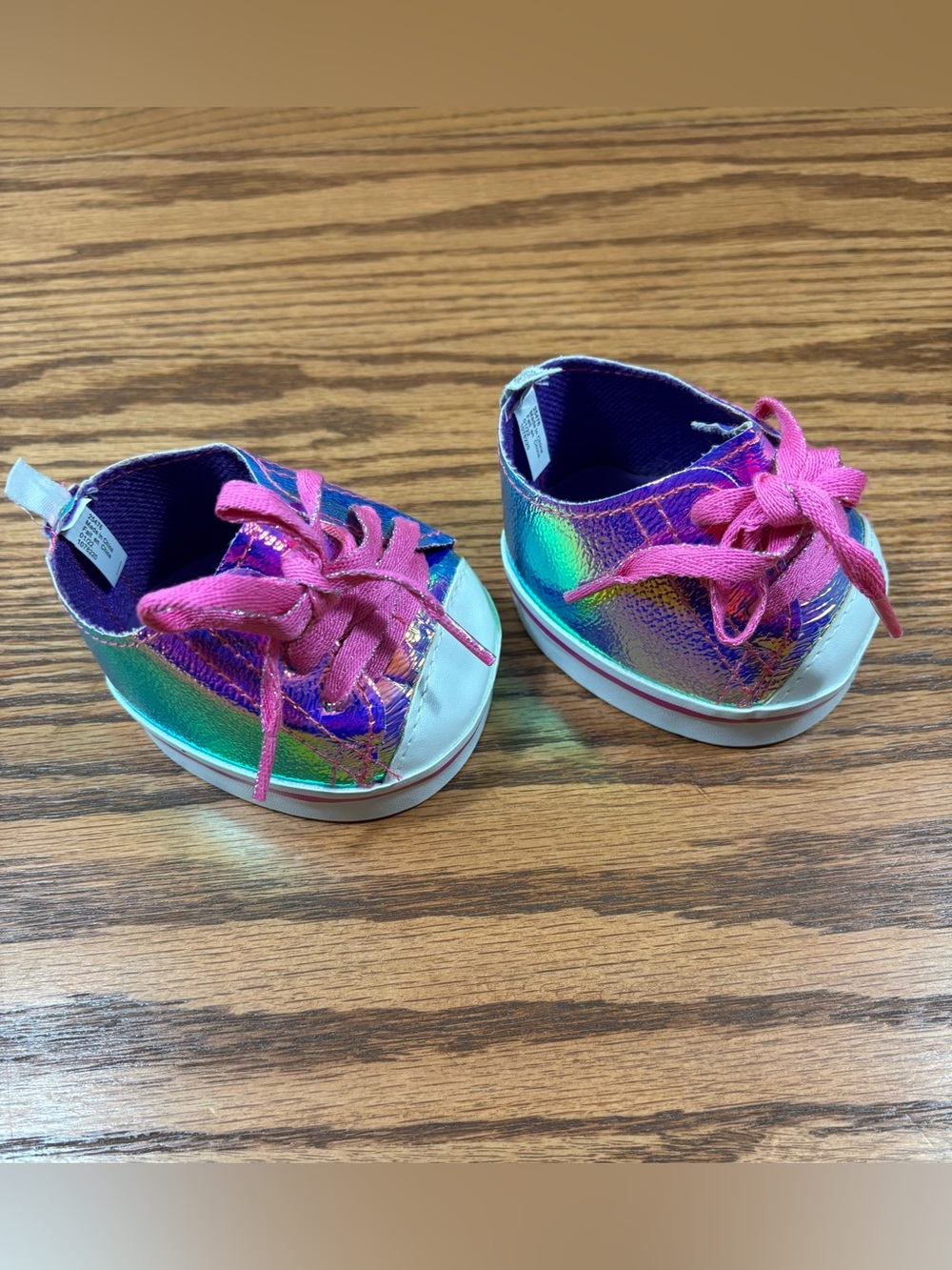 Build a Bear BABW Iridescent Pink Lace-Up Sneakers Shoes Plush 2022